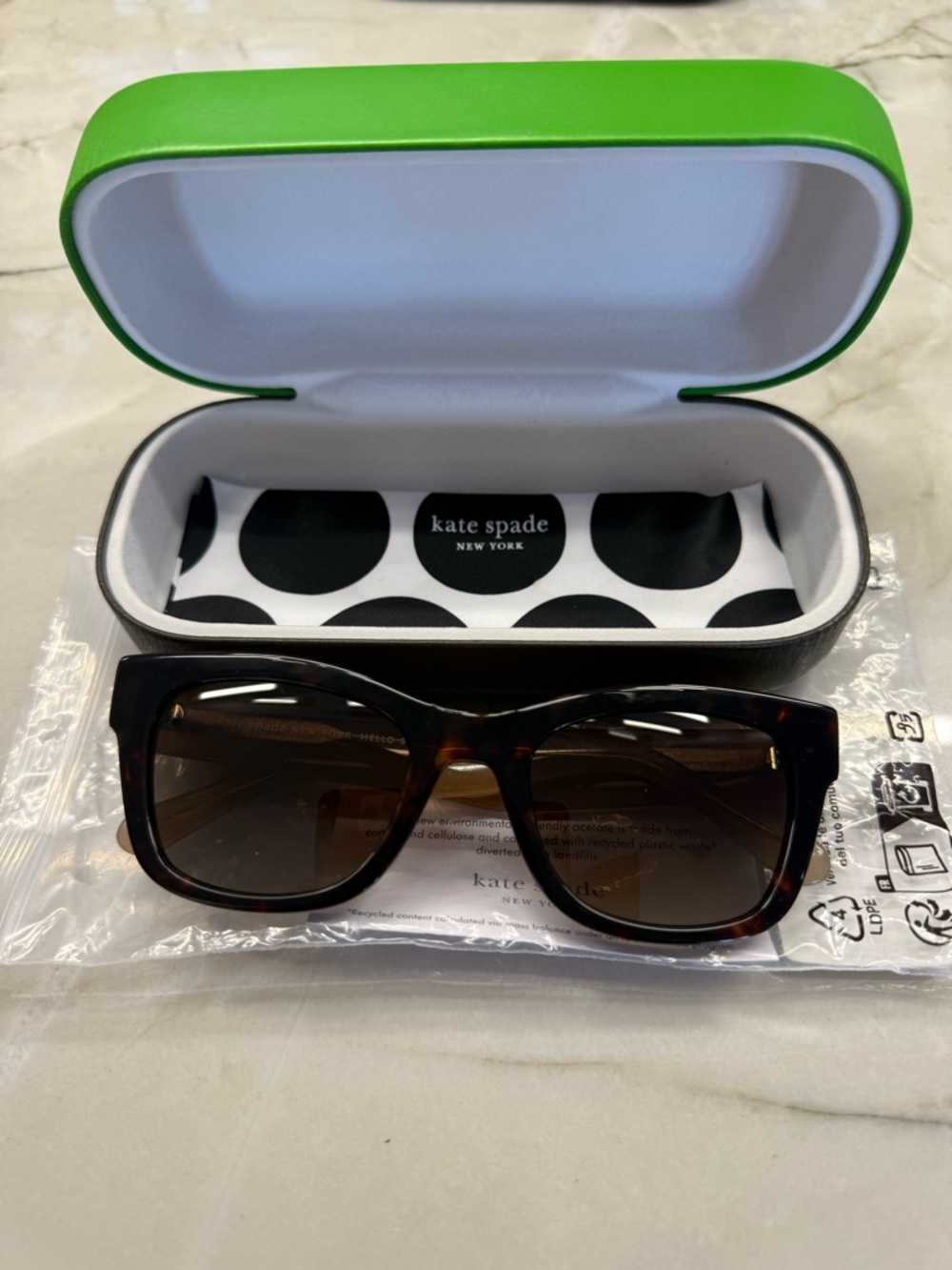 kate spade Tan Sunglass Arm with White Logo